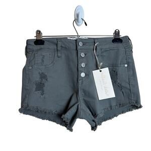 Altar’d State NEW Distressed Green High Rise 3” Shorts in Vini Meadows 27 / 5